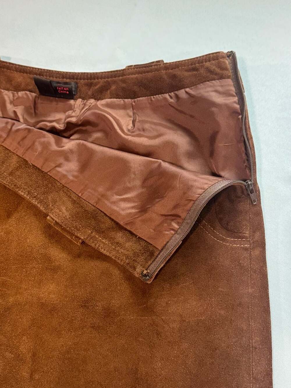 Y2K Suede Leather Mini Skirt Western Boho 70s Moto Brown Women’s Size 6 - Picture 5 of 12